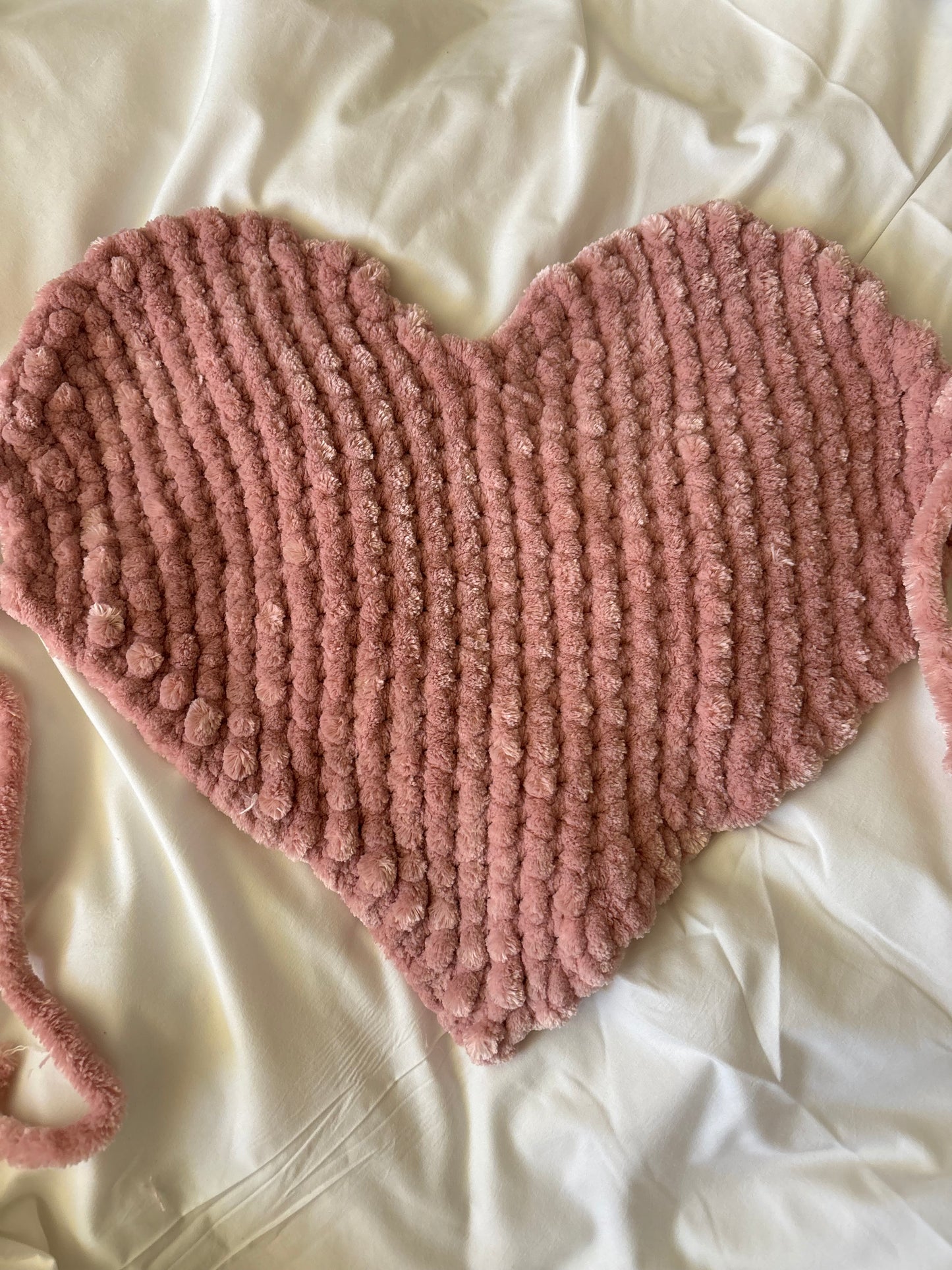 Made You Blush Velvet Knitted Heart Pillow (Made to Order)