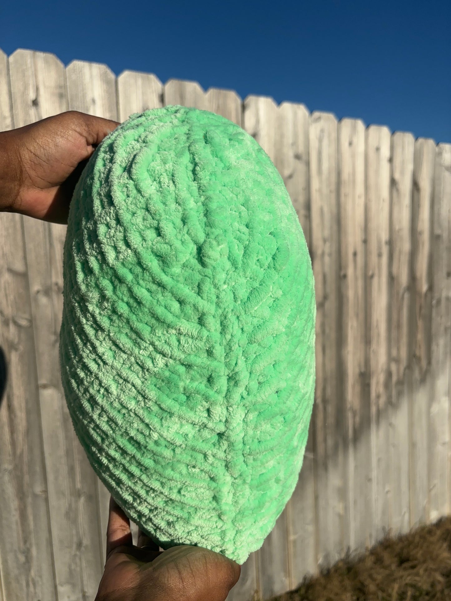 Lime Slime Green Knitted Heart Pillow (Made to Order)