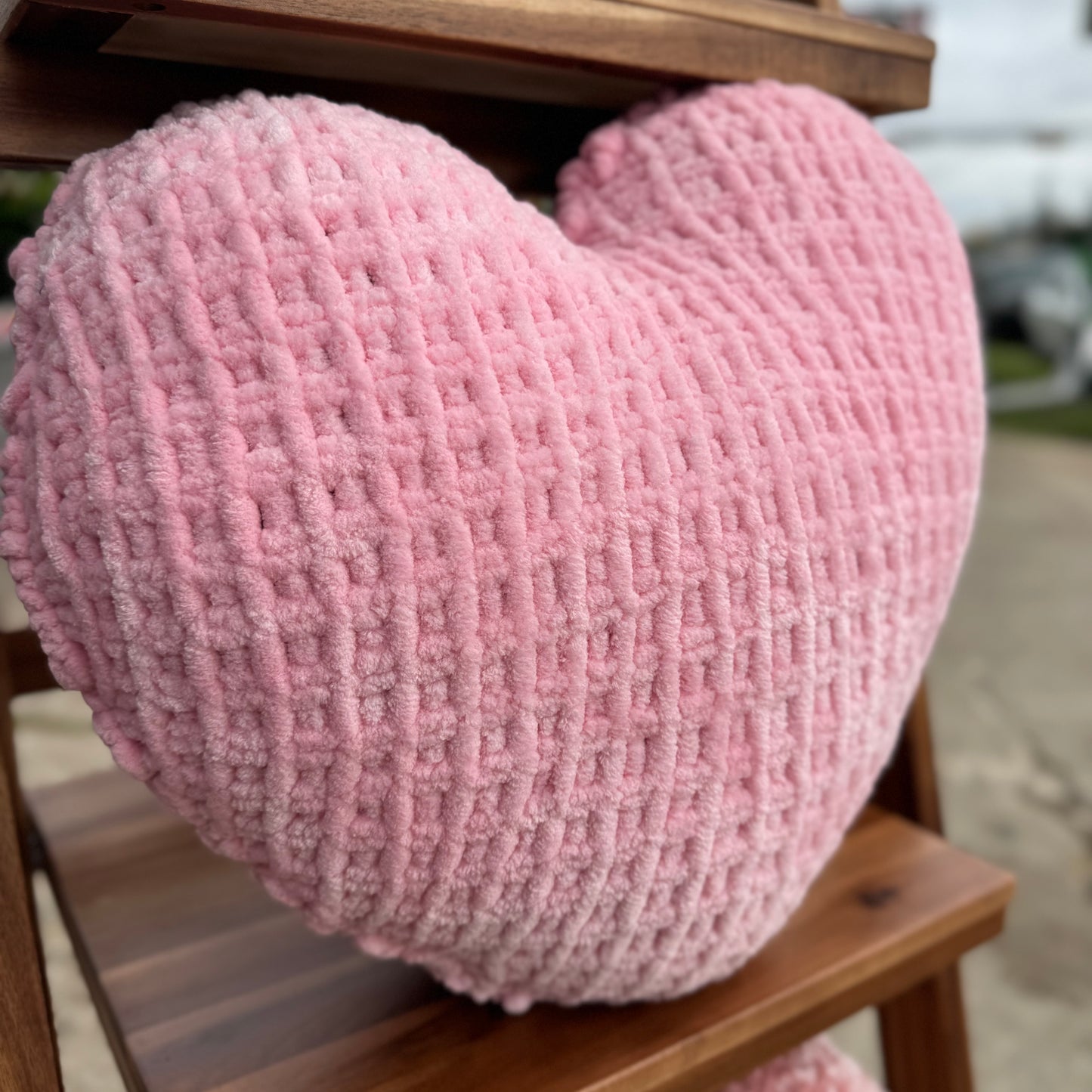 Pretty in Pink Knitted Heart Pillow (Made to Order)