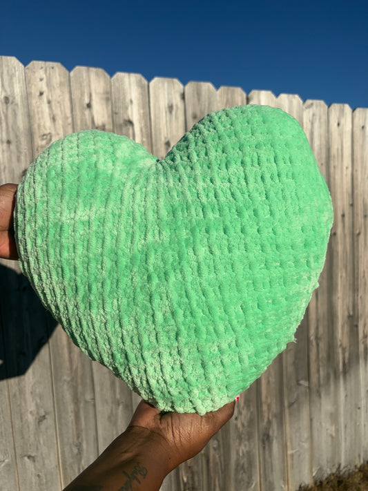 Lime Slime Green Knitted Heart Pillow (Made to Order)
