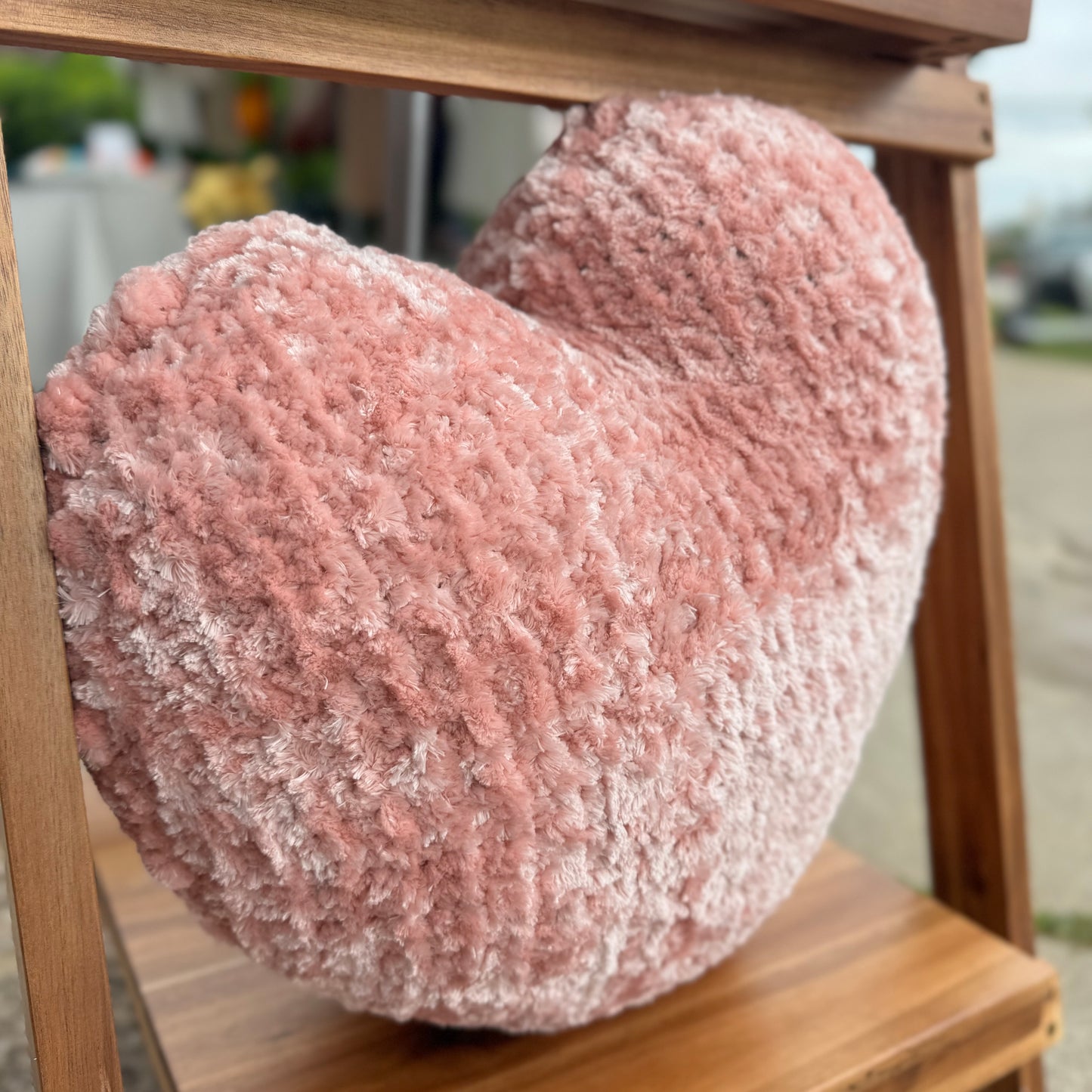 Made You Blush Velvet Knitted Heart Pillow (Made to Order)
