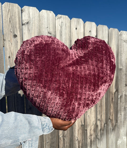 Marvelous Mauve Velvet Knitted Heart Pillow (Made to Order)