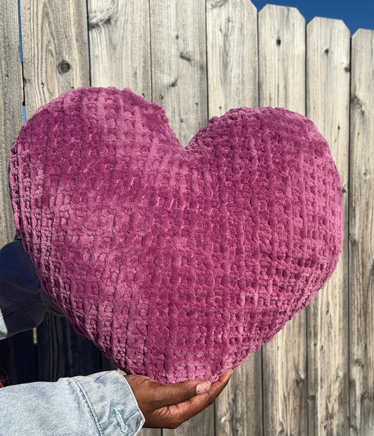 Marvelous Mauve Knitted Heart Pillow (Made to Order)