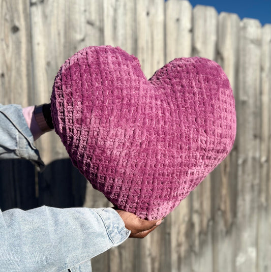 Marvelous Mauve Knitted Heart Pillow (Made to Order)