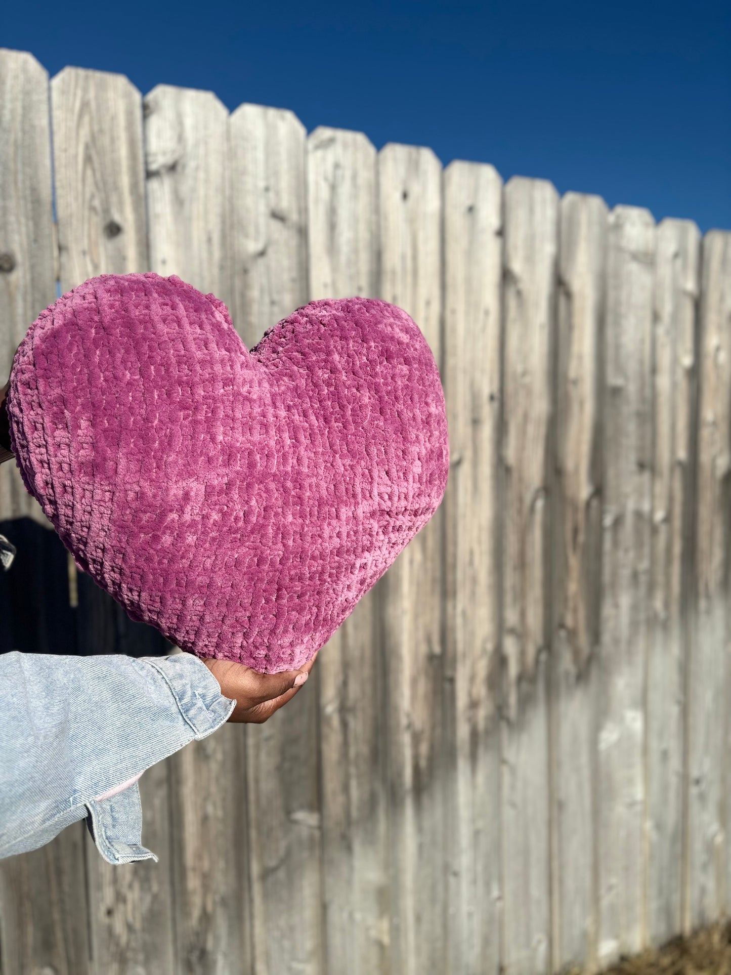 Marvelous Mauve Knitted Heart Pillow (Made to Order)