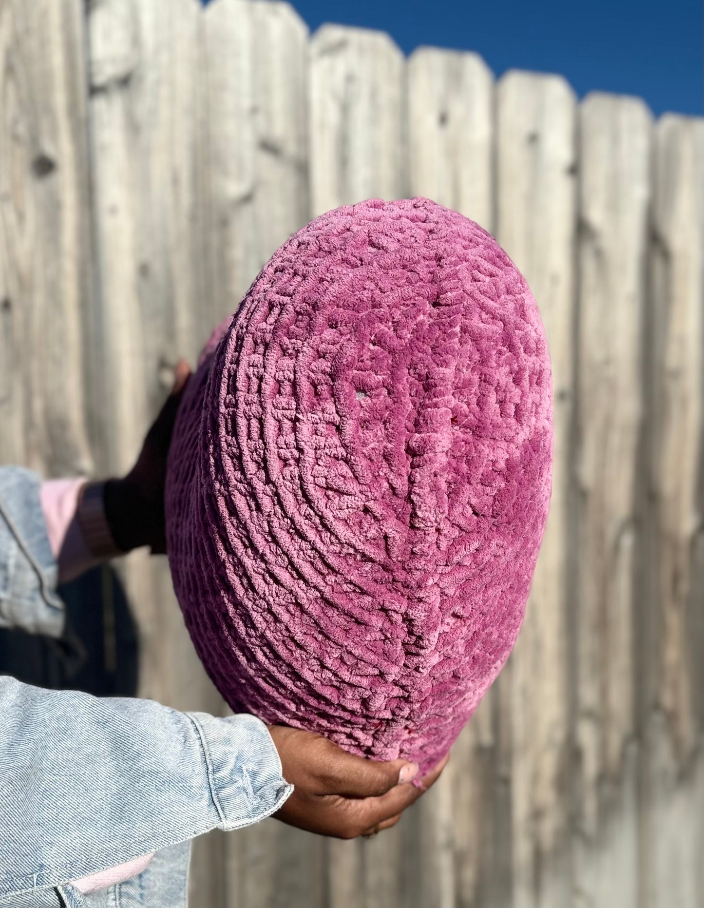 Marvelous Mauve Knitted Heart Pillow (Made to Order)