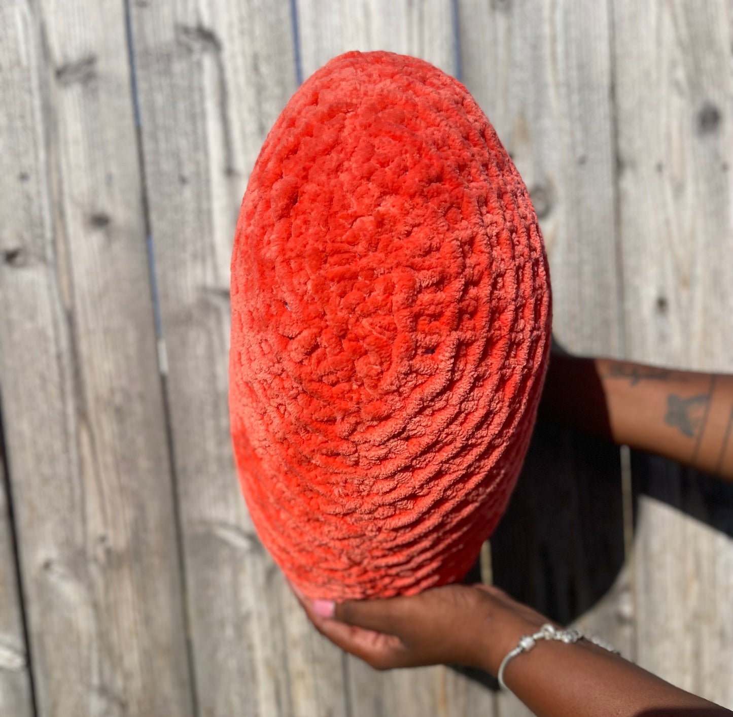 Blood Orange Knitted Heart Pillow (Made to Order)