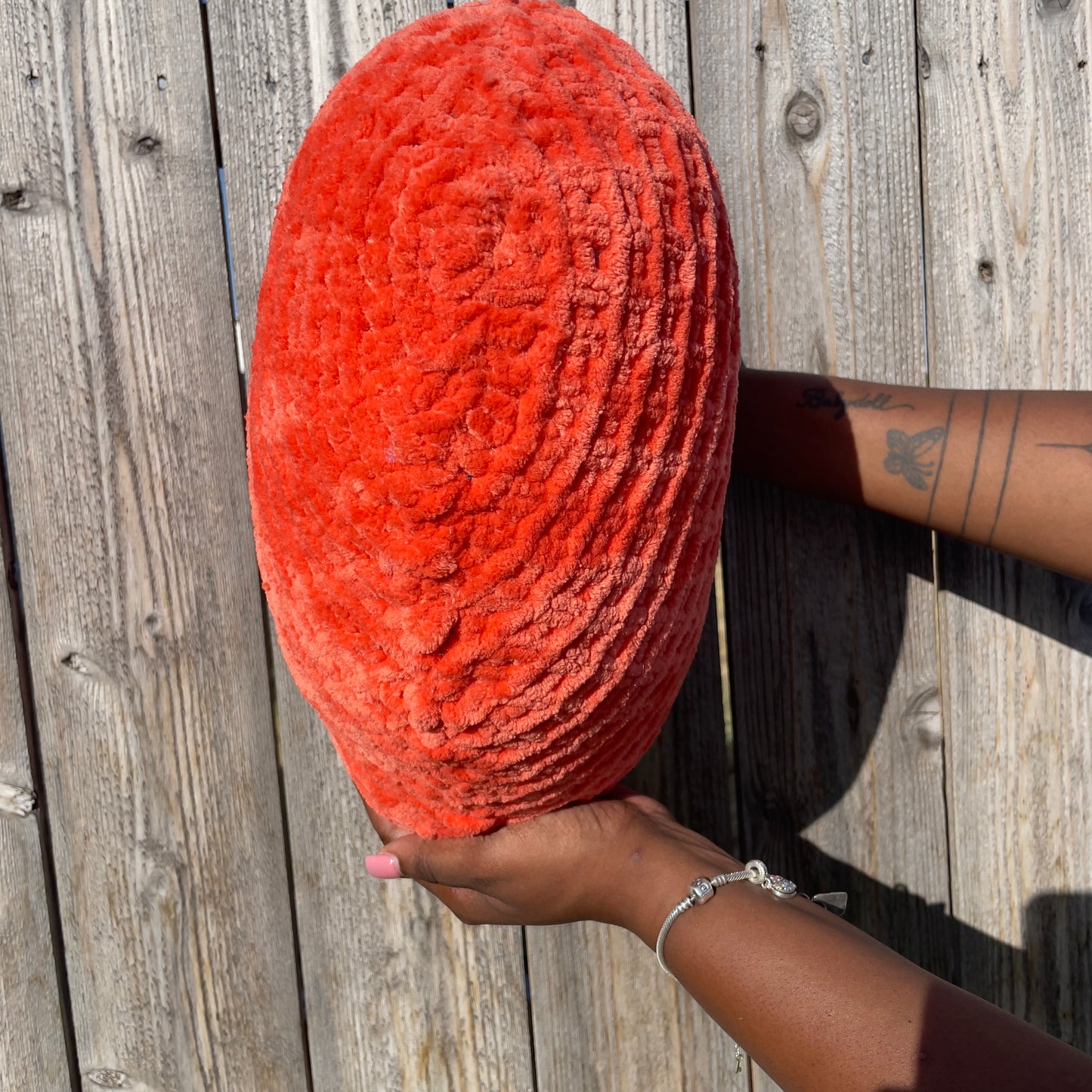 Blood Orange Knitted Heart Pillow (Made to Order)