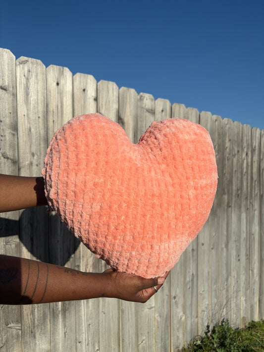 Mrs. Peach Knitted Heart Pillow (Ready to Ship)