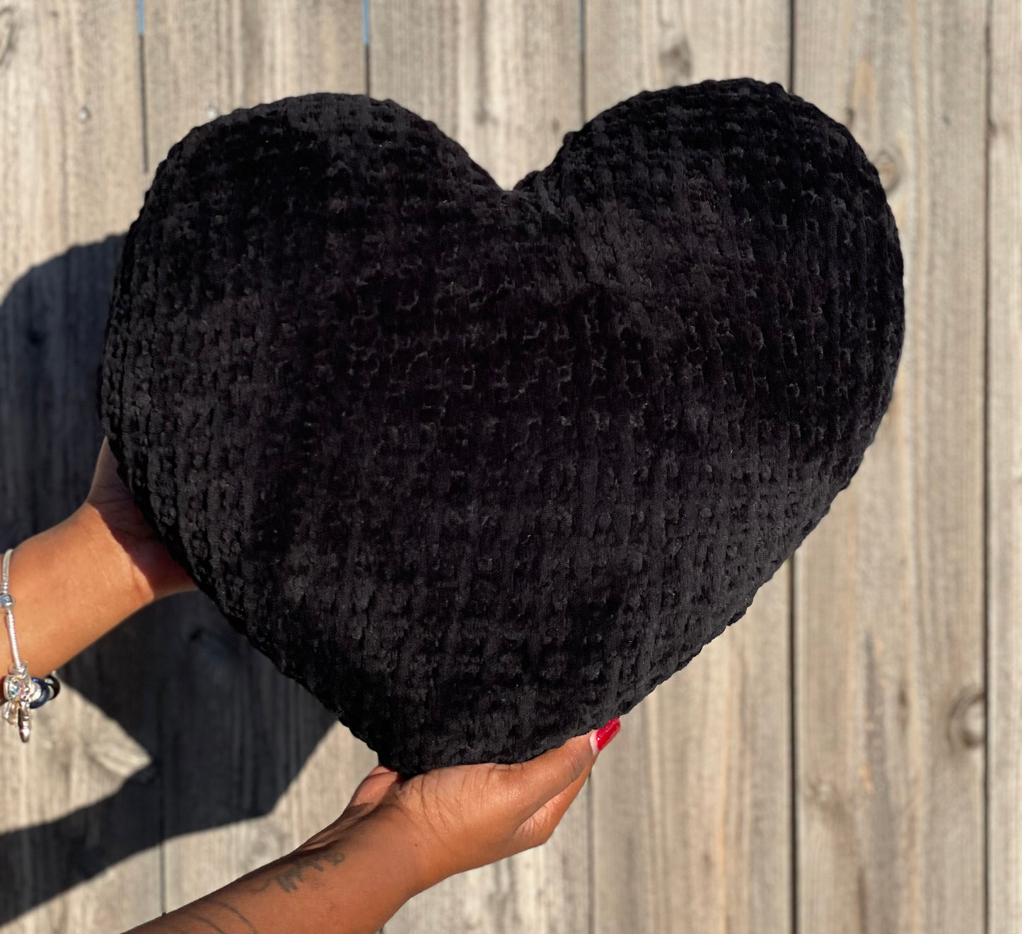 Midnight Black Knitted Heart Pillow (Made to Order)