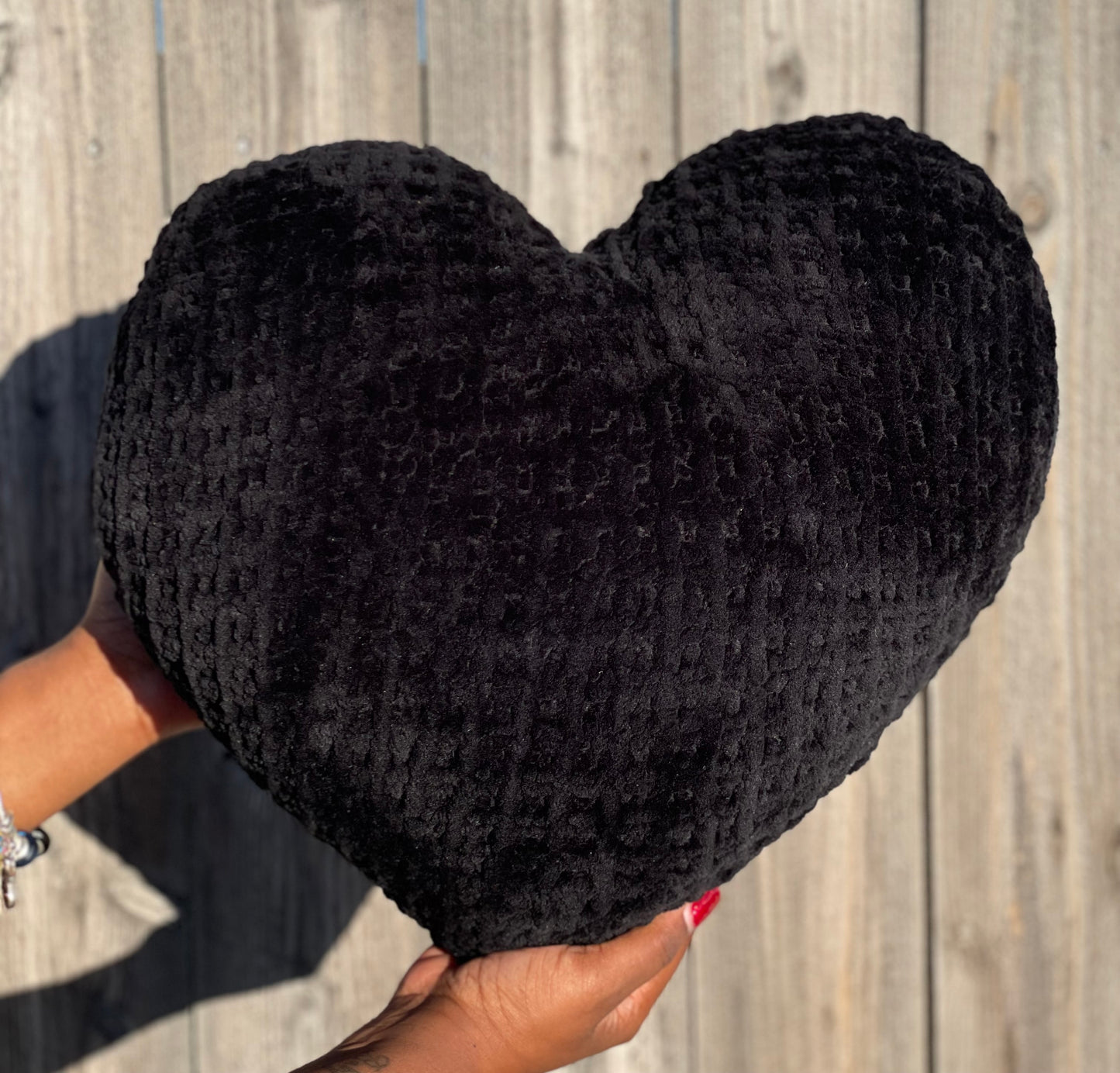 Midnight Black Knitted Heart Pillow (Made to Order)