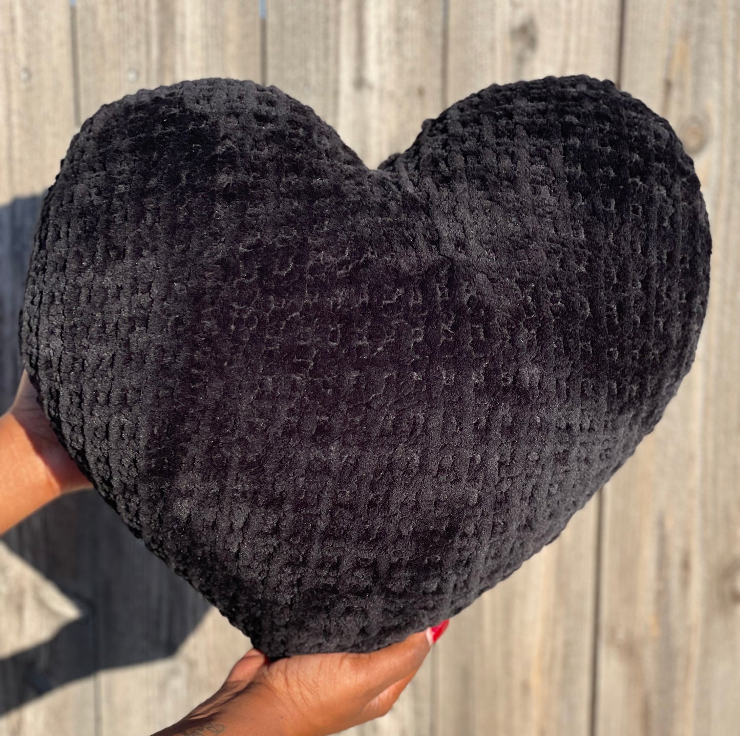 Midnight Black Knitted Heart Pillow (Made to Order)