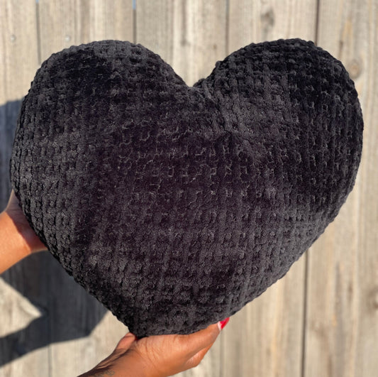 Midnight Black Knitted Heart Pillow (Made to Order)