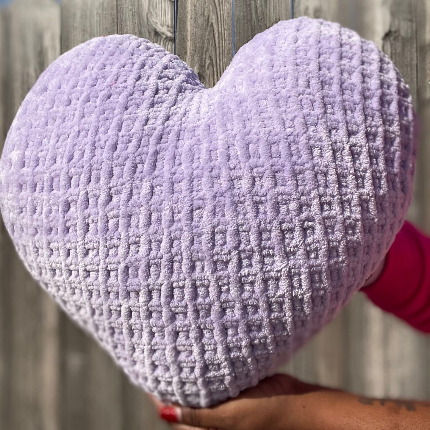 Lavender Knitted Heart Pillow (Made to Order)