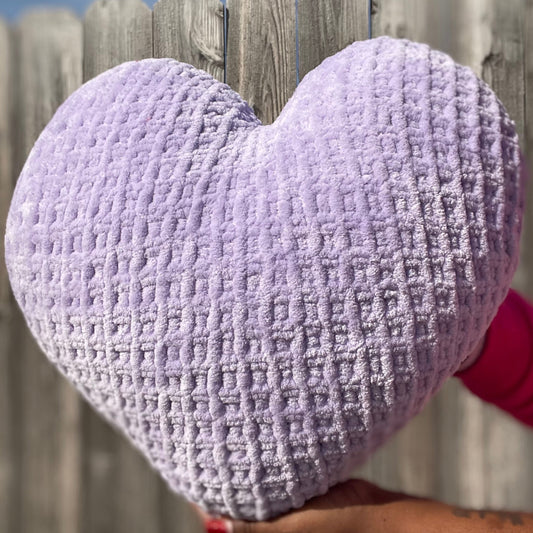 Lavender Knitted Heart Pillow (Made to Order)