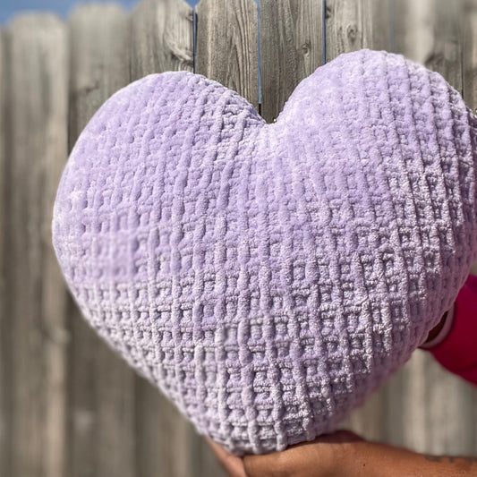 Lavender Knitted Heart Pillow (Made to Order)