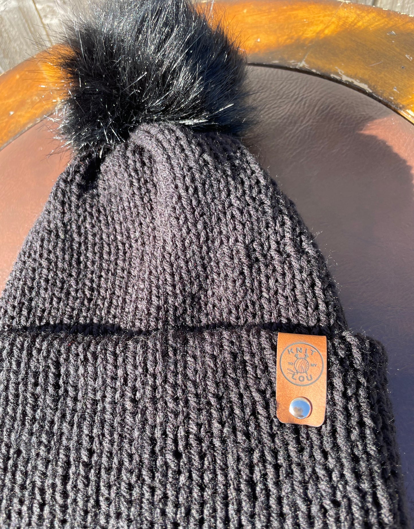 Black Amethyst Single Pom Pom Beanie (Made to Order)