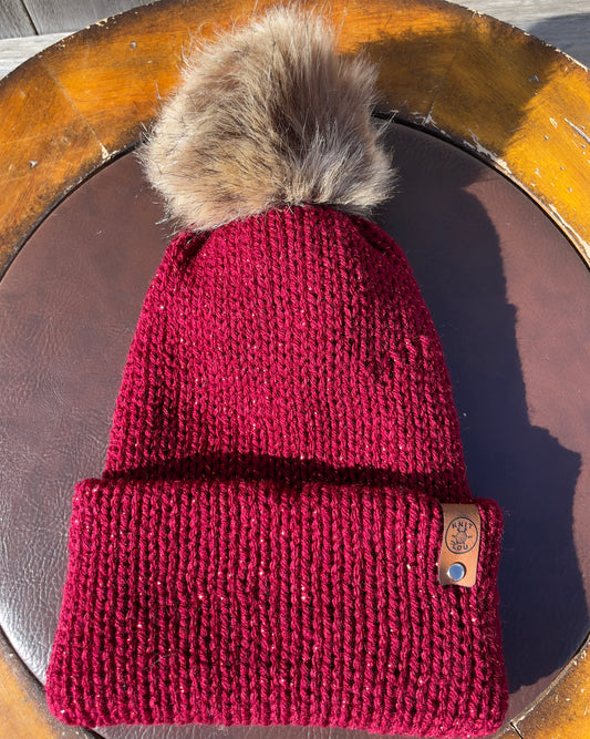 Burgundy Luxe Single Pom Pom Beanie (Made to Order)