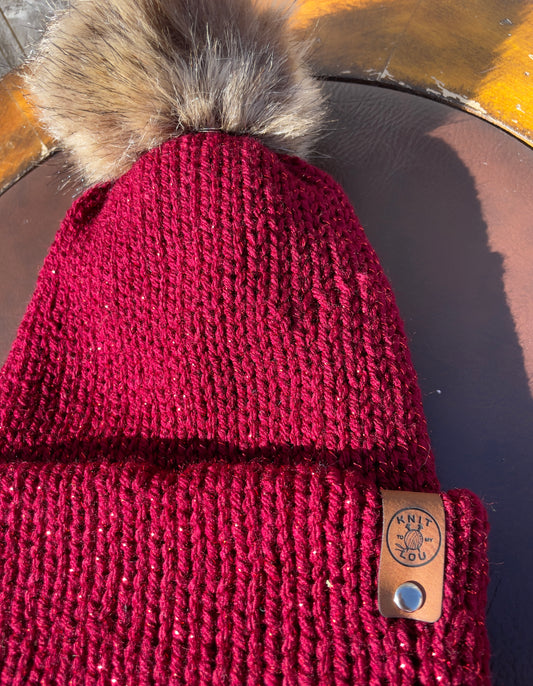 Burgundy Luxe Single Pom Pom Beanie (Made to Order)