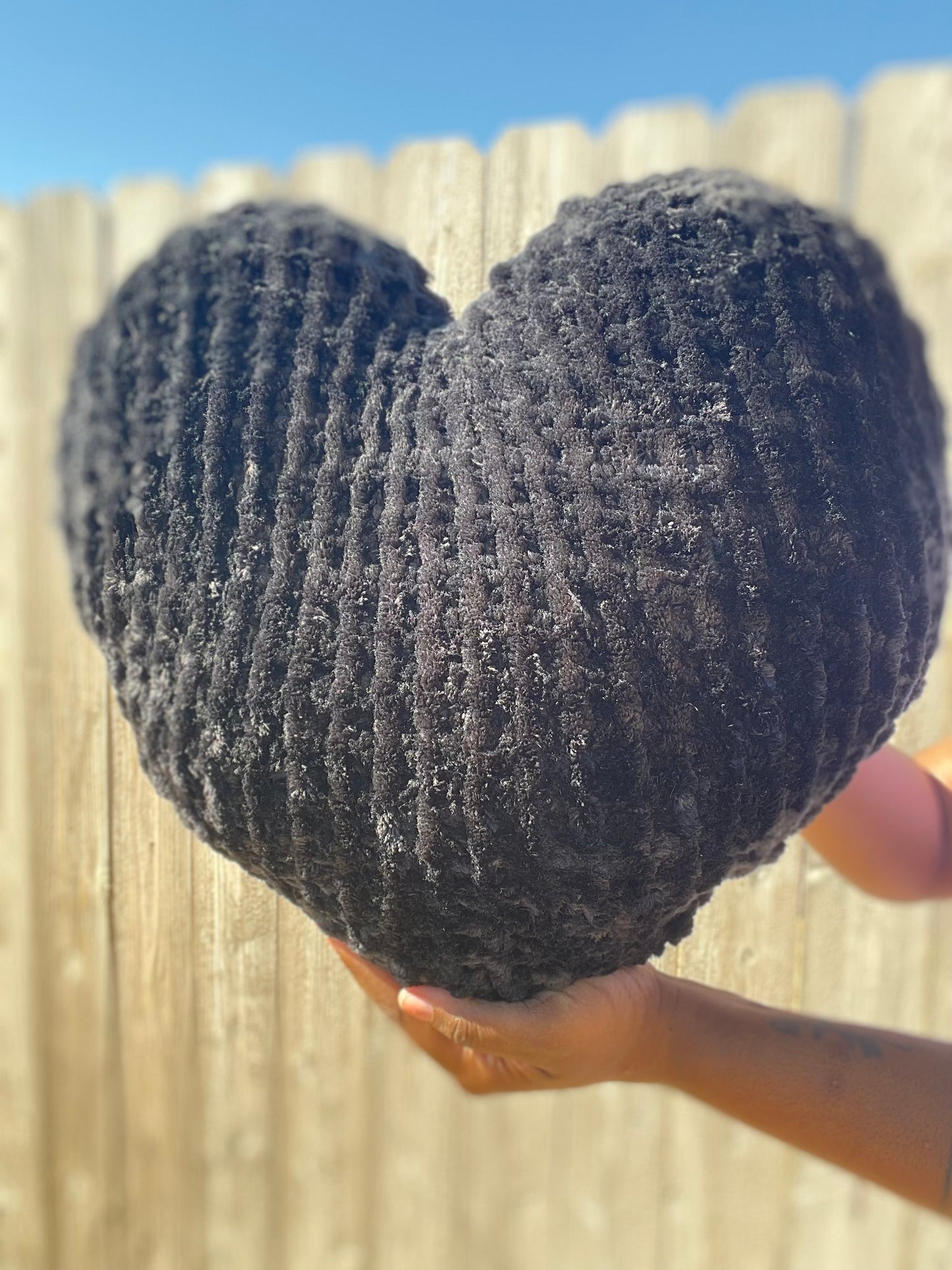 Midnight Velvet Knitted Heart Pillow (Made to Order)