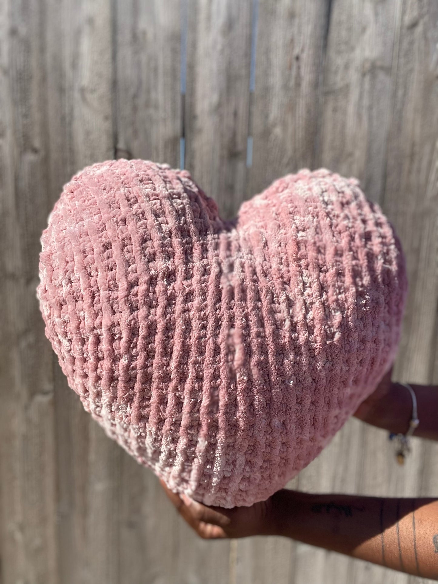 Made You Blush Velvet Knitted Heart Pillow (Made to Order)