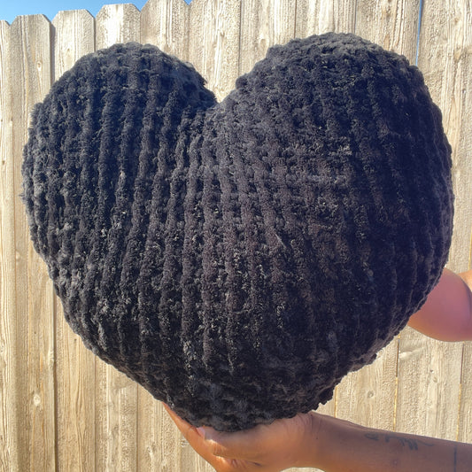 Midnight Velvet Knitted Heart Pillow (Made to Order)