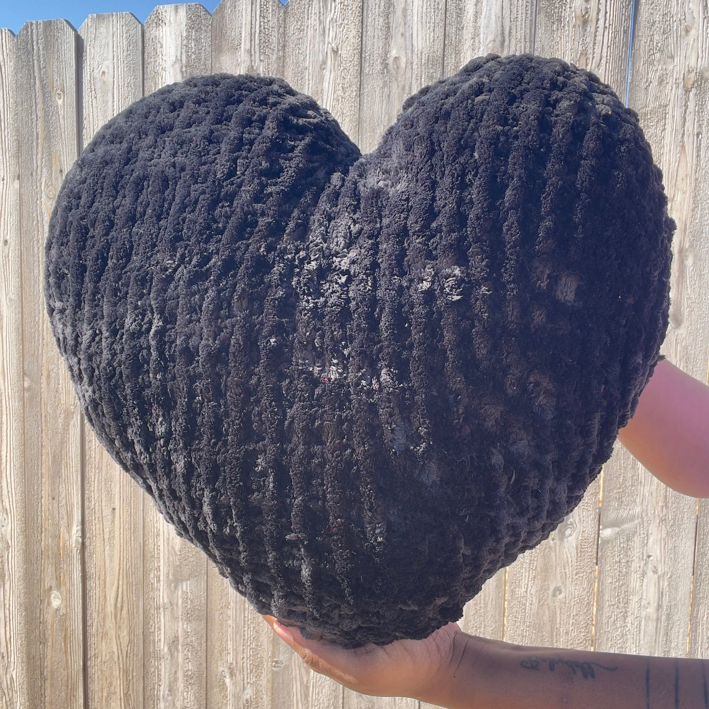 Midnight Velvet Knitted Heart Pillow (Made to Order)