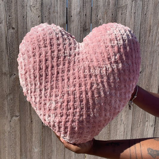 Made You Blush Velvet Knitted Heart Pillow (Made to Order)