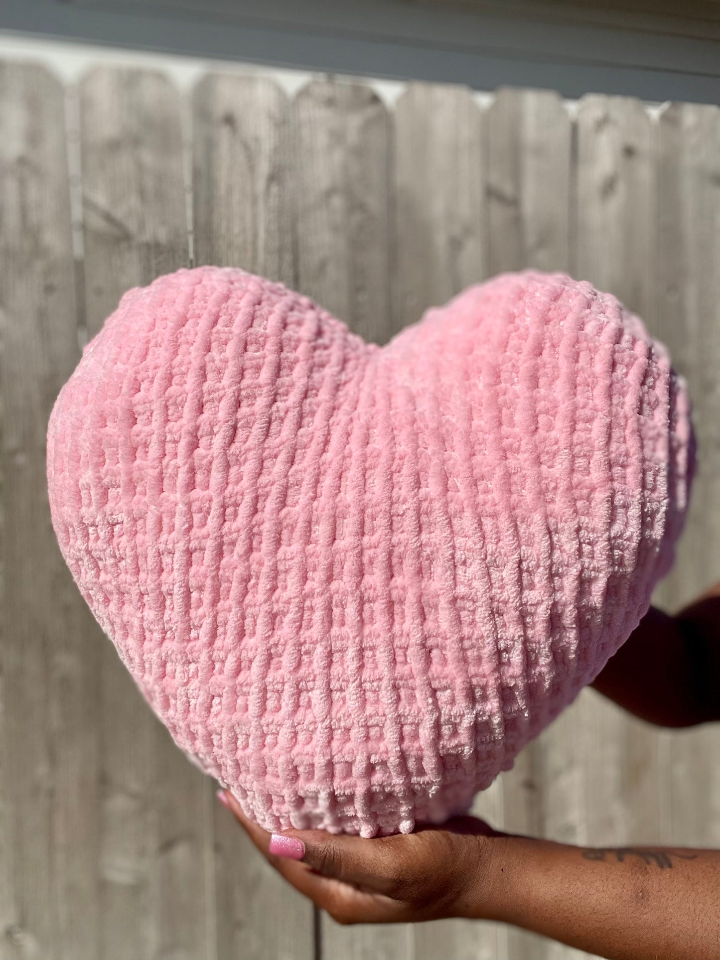 Pretty in Pink Knitted Heart Pillow (Made to Order)