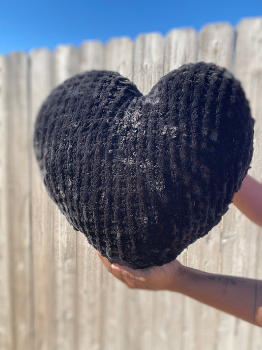 Midnight Velvet Knitted Heart Pillow (Made to Order)