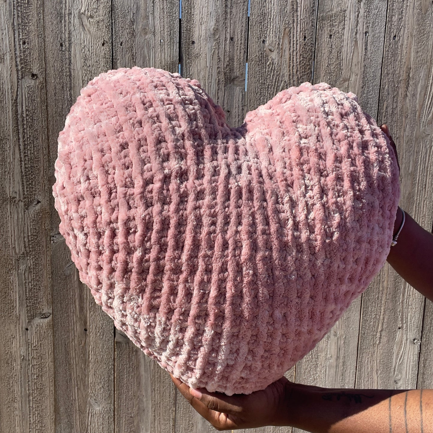 Made You Blush Velvet Knitted Heart Pillow (Made to Order)