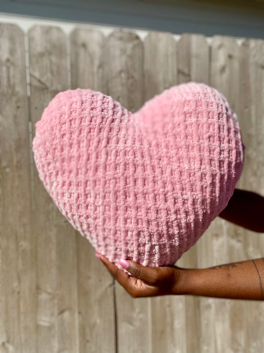 Pretty in Pink Knitted Heart Pillow (Made to Order)