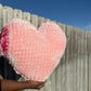 Pink Bubblegum Velvet Knitted Heart Pillow (Made to Order)