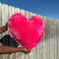 Pink Bubblegum Velvet Knitted Heart Pillow (Made to Order)