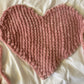 Made You Blush Velvet Knitted Heart Pillow (Made to Order)