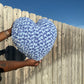 Blue Dream Knitted Heart Pillow (Made to Order)