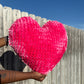 Pink Bubblegum Velvet Knitted Heart Pillow (Made to Order)