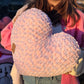 Pink Purple Knitted Heart Pillow (Made to Order)