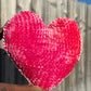 Pink Bubblegum Velvet Knitted Heart Pillow (Made to Order)