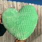Lime Slime Green Knitted Heart Pillow (Made to Order)
