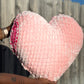 Pink Bubblegum Velvet Knitted Heart Pillow (Made to Order)