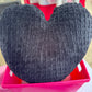 Midnight Black Knitted Heart Pillow (Made to Order)