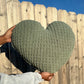 Sage Green Super Knitted Heart Pillow (Made to Order)