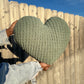 Sage Green Super Knitted Heart Pillow (Made to Order)