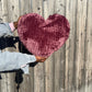 Marvelous Mauve Velvet Knitted Heart Pillow (Made to Order)