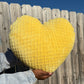 Sunshine Yellow Knitted Heart Pillow (Made to Order)