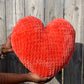 Blood Orange Knitted Heart Pillow (Made to Order)