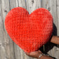 Blood Orange Knitted Heart Pillow (Made to Order)