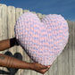 Pink Purple Knitted Heart Pillow (Made to Order)