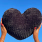 Midnight Black Knitted Heart Pillow (Made to Order)